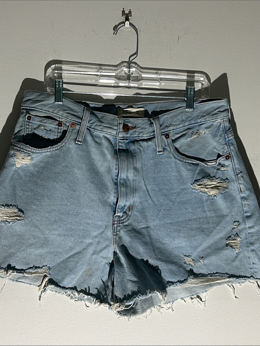 Madewell Light Blue Distressed Denim Cutoff Shorts